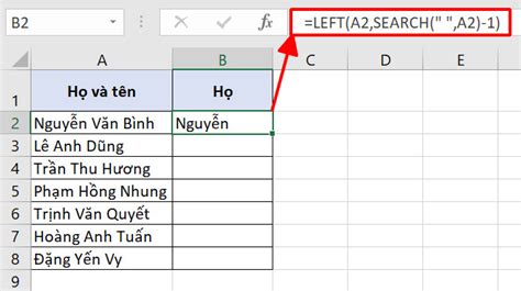 Hướng Dẫn Cách Tách Họ Tên Và Tên đệm Trong Excel