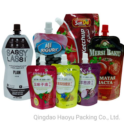 Custom Printed Stand Up Spout Pouch Packaging Bag With Logo For Drink