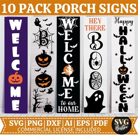 Halloween Porch Sign Svg Bundle Welcome Sign Svg Bundle Etsy