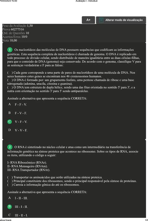 AVALIAÇÃO I GENÉTICA HUMANA E MÉDICA Genética Humana e Médica