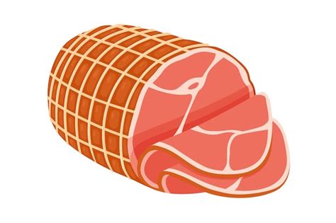 Premium Vector Smoked Ham Isolated Delicious Sliced Ham Illustration