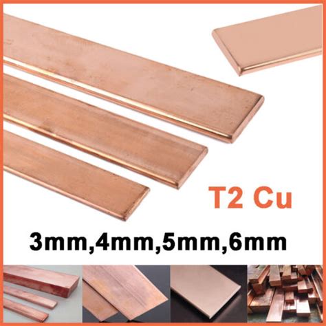 3 4 5 6mm Pure Copper Strip Flat Bar T2 Cu Metal Copper Sheet Plate