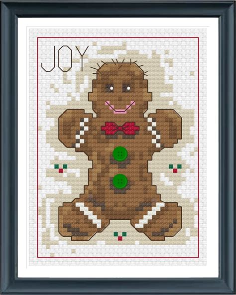 Gingerbread Man Cross Stitch Pattern Christmas Joy Motif For Etsy