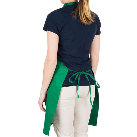 Green 2 Pocket Bib Apron With Adjustable D Ring Neck Strap 28 X 32