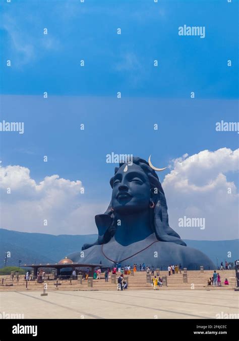 Coimbatore India March Reflection Of Adiyogi Shiva Statue