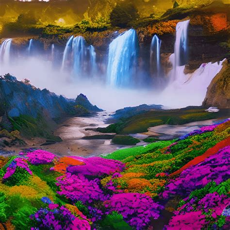 Waterfalls With Flowers