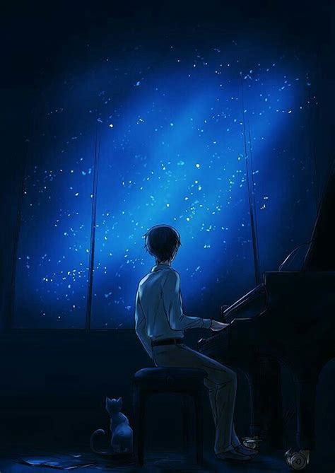 Anime Boy With Piano