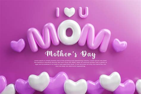 Premium Psd I Love You Mom Happy Mothers Day Greeting Card Design