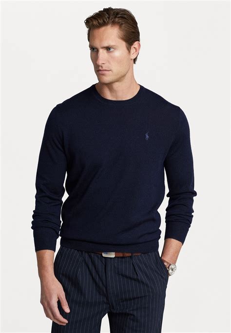 Polo Ralph Lauren Long Sleeve Pullover Hunter Navy Bleu Zalando Fr