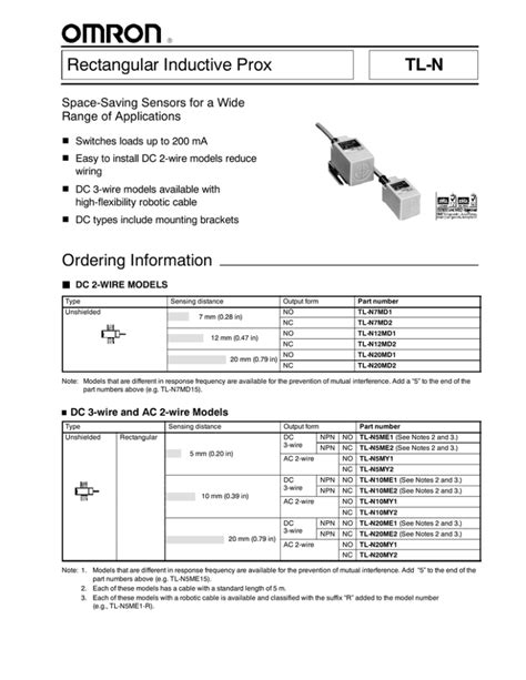 Omron TL N5ME1 Datasheet