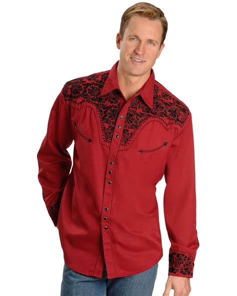 Scully Men S Embroidered Retro Western Shirt Big P 634X GLD EBay