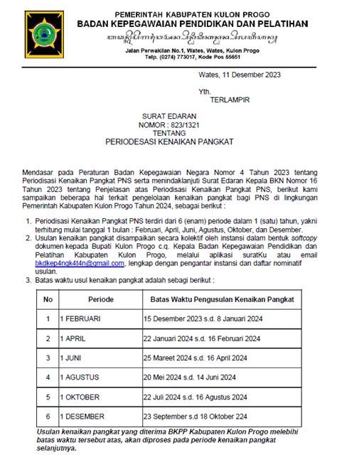 Bkpp Surat Edaran Tentang Periodesasi Kenaikan Pangkat