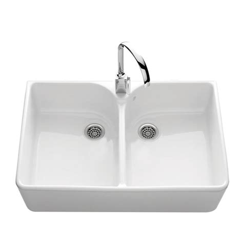 Villeroy And Boch Farmhouse 90 White Ceramic Double Bowl Belfast Sink