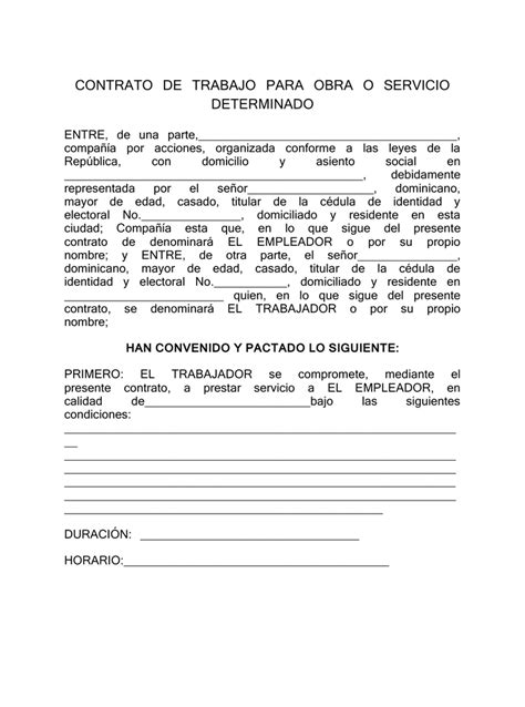 Plantilla Modelo De Contrato De Trabajo Simple V Rios Modelos