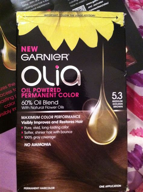 I chose the 5.3 medium golden brown Garnier Olia hair color. I'm excited to put it on my hair ...