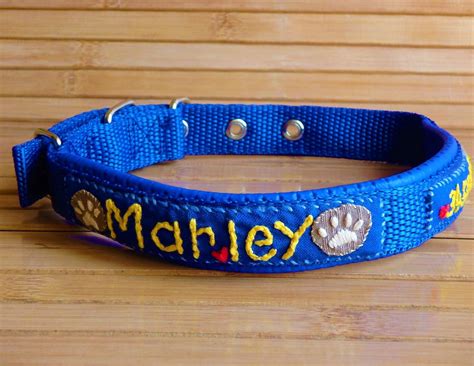 Dog Name Collar Dog Name Tag Collar Dog ID Collar - Etsy