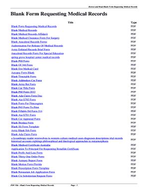 Fillable Online Blank Form Requesting Medical Records Blank Form