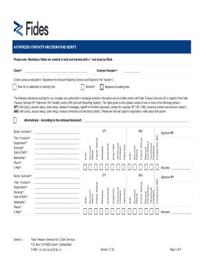 Fillable Online Authorized Contacts And Signature Rights En Fax Email