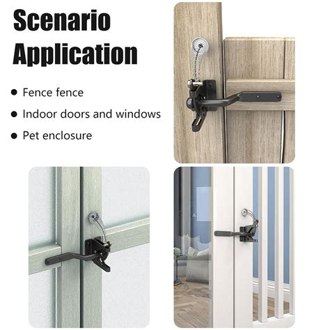 Ihvewuo Self Locking Gate Latch Carbon Steel Post Mounted Fence Gate Latch Heavy Duty Automatic