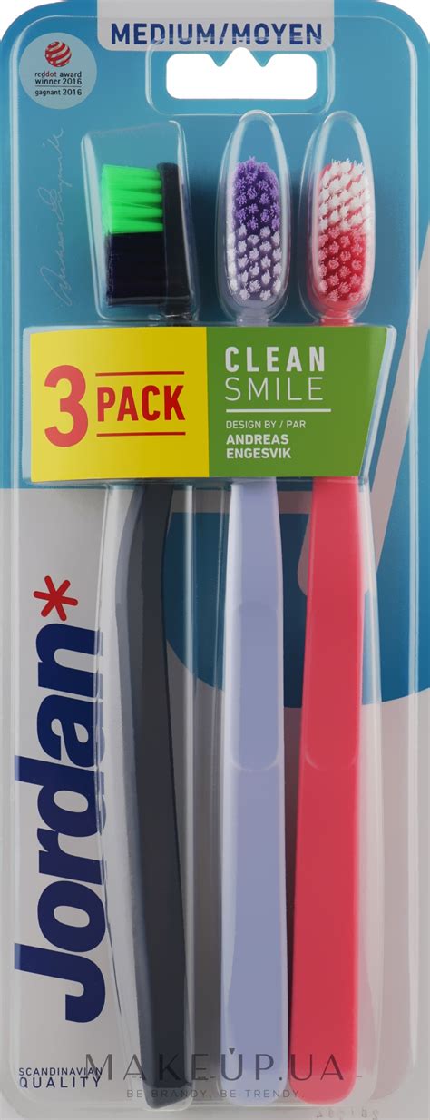 Зубная щетка, средняя, темно-синяя + фиолетовая + коралловая - Jordan ...