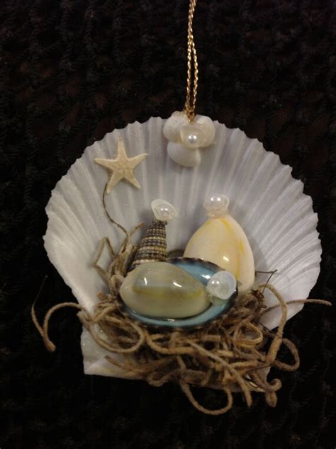 Items Similar To Seashell Nativity Ornament Manger Scene Ornament On Etsy