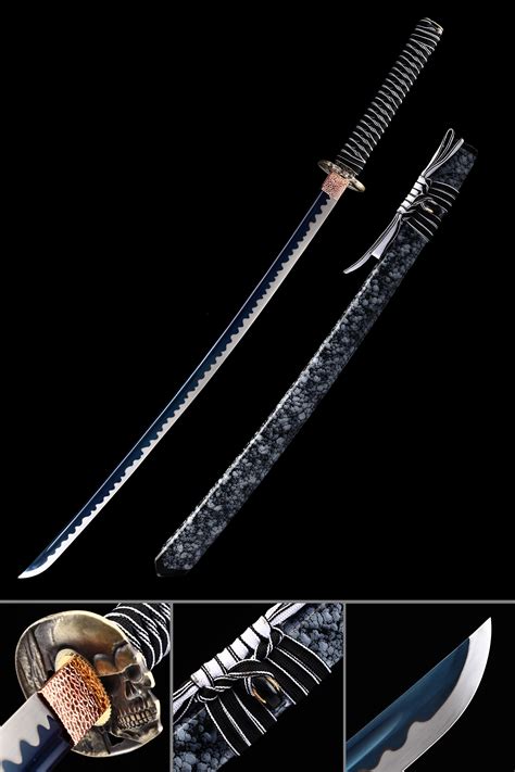 Katana De Hoja Azul Espada Samurái Japonesa Hecha A Mano Full Tang