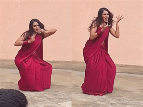 Woman Dances To Chammak Challo In Hot Red Saree Sets The Stage On Fire