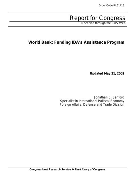 World Bank Funding Idas Assistance Program