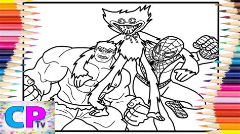 Huggy Wuggy Likes Spiderman And Hulk Coloring Pages 21RoR Talk About