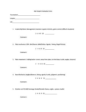 Fillable Online Asa Umpire Evaluation Form Fax Email Print Pdffiller