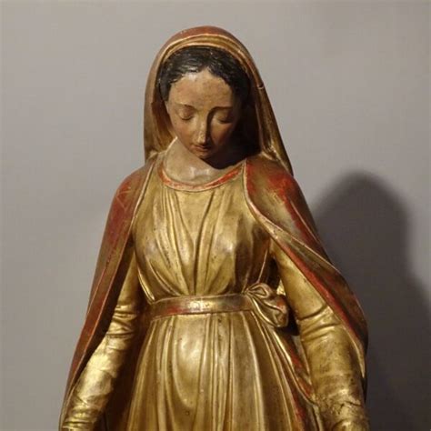 Madonna Immacolata In Terracotta E Cartapesta Dorata XIX Secolo