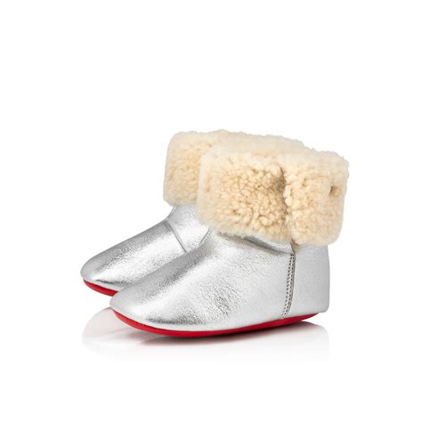 Baby Bootie Boots Nappa Leather And Shearling Silver Baby