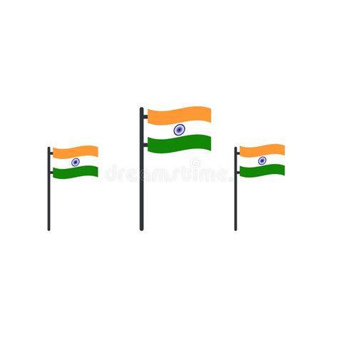 Illustration Of Indian Tricolor Flag Waving On Flag Pole Stock Vector