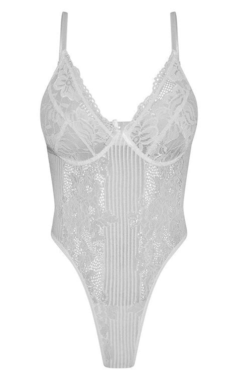 White Teddy Lingerie Classic Lace White Lingerie Bodysuit Moxy