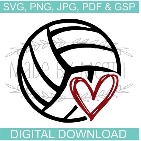 Volleyball Heart Svg Volleyball Svg Volleyball Digital Download Etsy