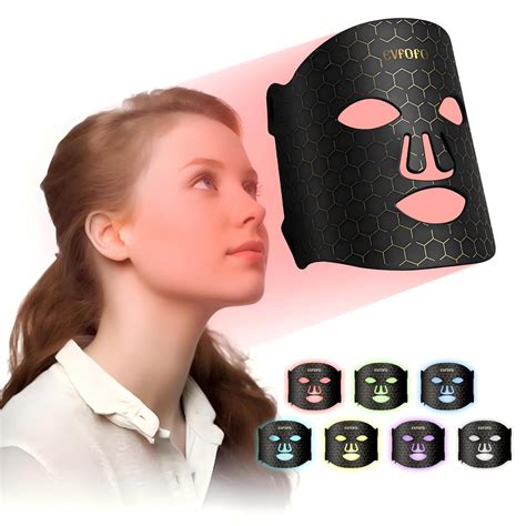 Blue Red Light Therapy Mask for Face, 7 Colors LED Face Mask Light