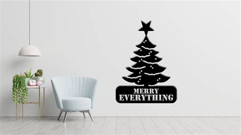 Merry Everything Metal Sign - Christmas Tree Metal Sign - Wall Hangings - Christmas Gifts ...