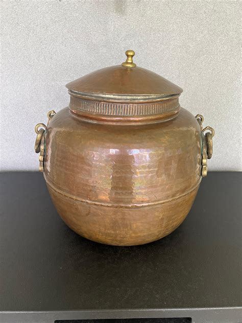 Large Antique Lidid Copper Pot Cauldron Made In Turkey For Sale At 1stDibs