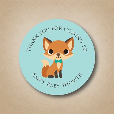 Woodland Baby Shower Fox Baby Shower Favor Sticker Woodland Etsy