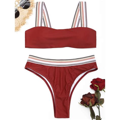 2018 Summer Bikini Set Sexy Swimsuit Women Striped Trim Thong Bikini Brazilian Swimwear Thong