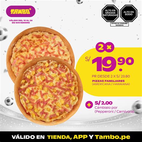 Pizzas Familiares Americana Hawaiana Oferta En Tambo