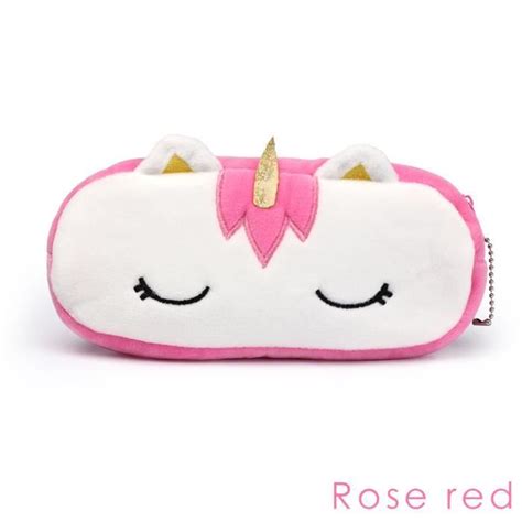 Rose rouge trousse à crayons licorne en peluche de 20CM porte clés