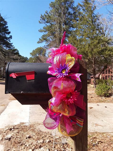 Spring Mailbox Swag With Flowers Spring Mailbox Decoration Etsy