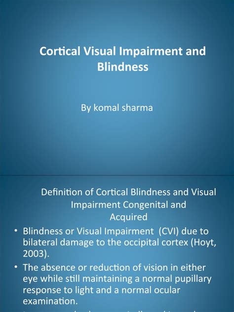 cortical blindness | PDF | Visual System | Neuropsychological Assessment