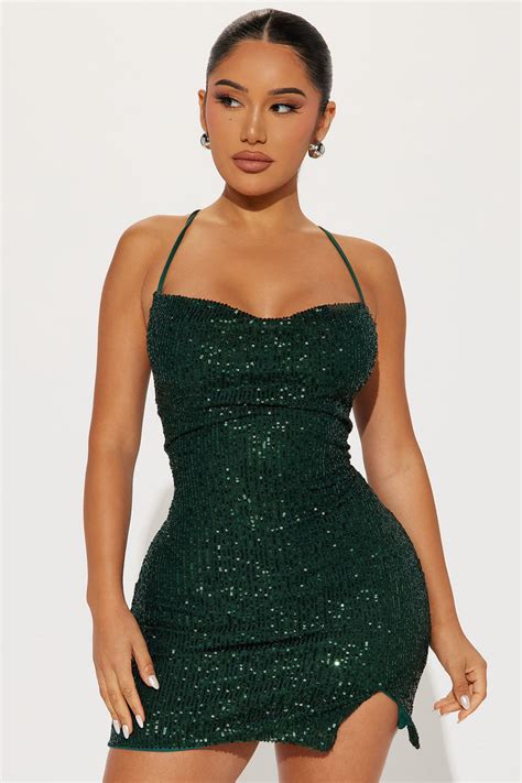 Anyah Sequin Mini Dress Hunter Fashion Nova Dresses Fashion Nova