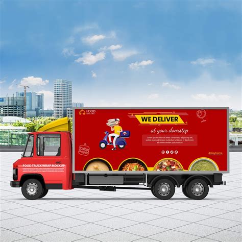 Free Food Truck Wrap Mockup PSD...