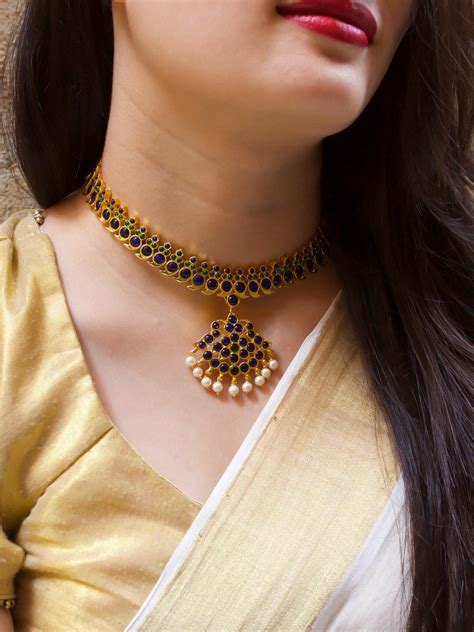 Handmade High Quality Gold Plated Mango Motif Design Beautiful Blue