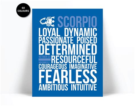 Scorpio Personality Character Traits Subway Art Scorpio - Etsy