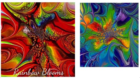 Rainbow Modified Blooms Acrylic Paint Pouring Fluid Art Youtube