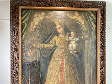 Proantic Huile Sur Toile Xviiie La Vierge A L Enfant Provenance